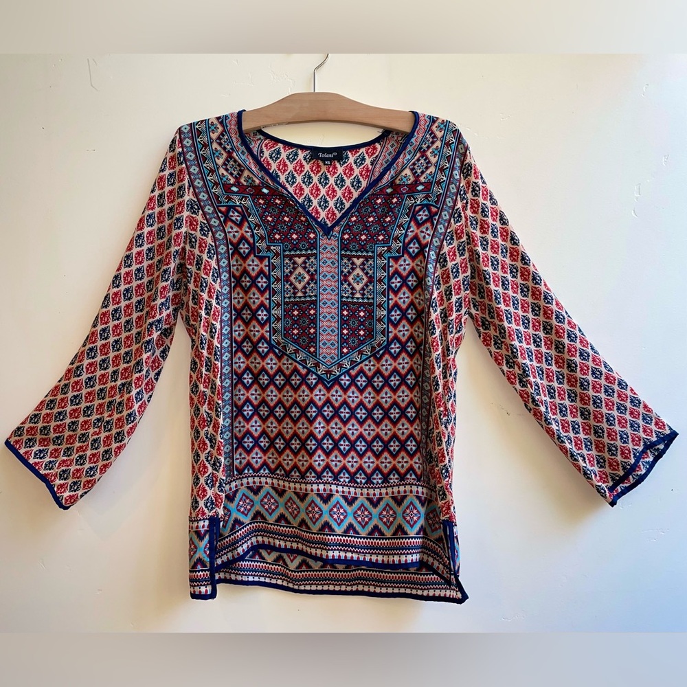 Tolani 100% silk tunic blouse top